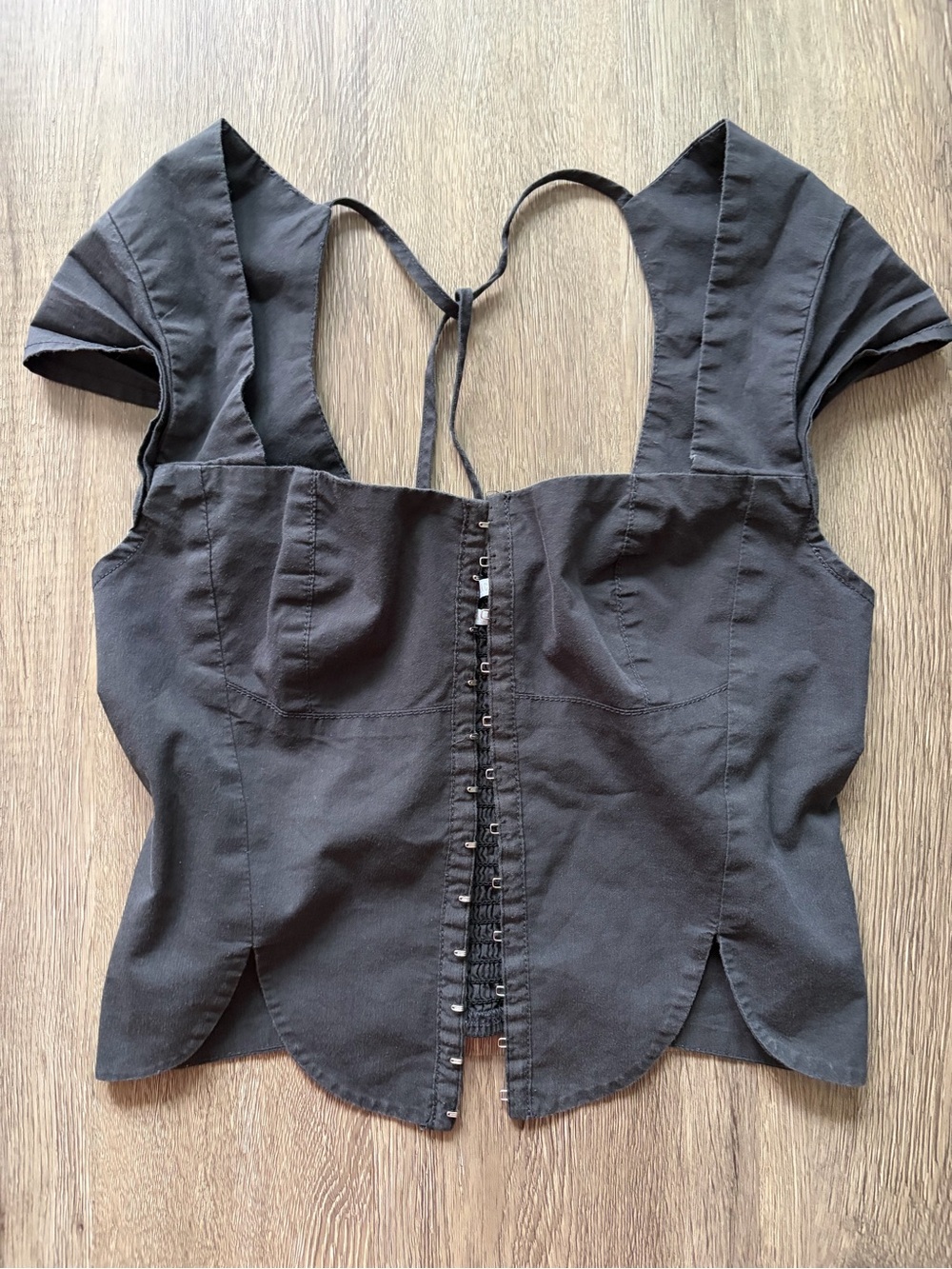 silence + noise Black Corset-Style Button Front Top